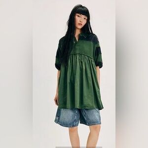 NWT Free People Remi Rugby Mini XS Fir Combo Green New $148 Retail Tunic Dress